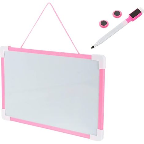 Tableau blanc magnétique rose - Petit tableau blanc double face avec stylo, tableau mémo portable à suspendre pour les dessins des enfants, à utiliser sur le réfrigérateur et bien plus encore (rose) (1/5)