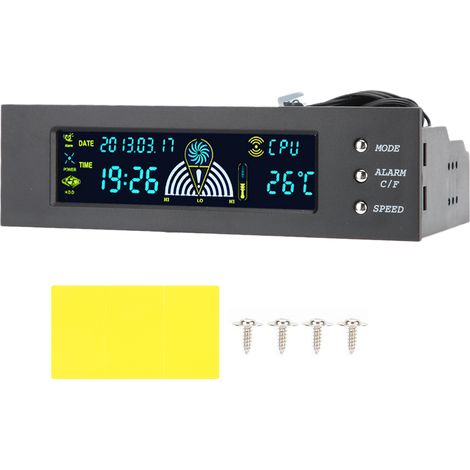 Contrôleur de vitesse pour ventilateur PC 3 canaux, écran LCD affichant température CPU/HDD/SYS, panneau avant 5,25 pouces STW-5023 (1/5)