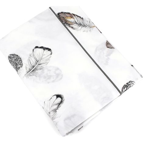 Drap plat percale pur coton PLUMES 240x310 cm (1/5)