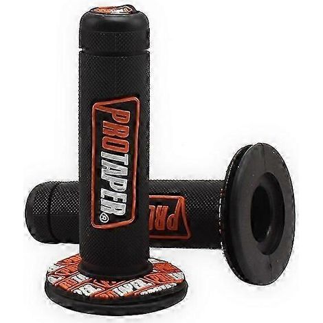 Poignées de guidon Pro Taper pour moto, 15 couleurs, pour dirt bike, pit bike et motocross, 7/8", en caoutchouc gel, protège-mains, coudes et poignets (noir et orange). (1/5)