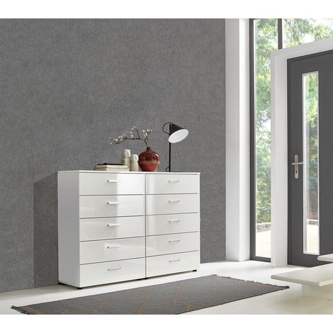 BMG Möbel Schubkastenkommode »Marbella Kommoden-Set 5« (Schubladenkommode Kommode Sideboard, 2x Schubkastenkommode), Fronten in weiß Hochglanz, Made in Germany (1/5)