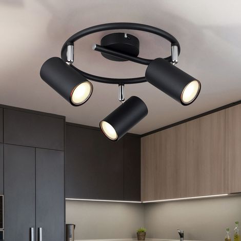 Deckenleuchte 3 flammig Wohnzimmerlampe Spotleuchte schwarz Deckenlampe beweglich, 3x GU10 Fassung, DxH 25x13,5 cm