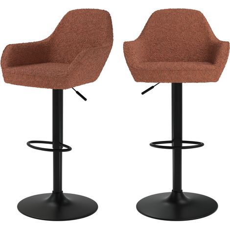 Set de 2 sillas de bar efecto lana rojo ladrillo 63/83 cm - Adam (1/4)