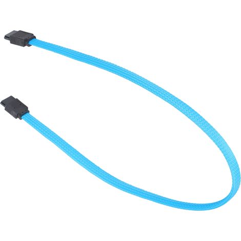 Câble SATA 3.0 SSD 8 broches, transfert de données 6 Gbit/s, 7 broches, avec clips, accessoires de câblage, bleu (connecteur droit). (1/5)