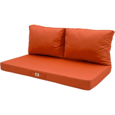 Ensemble Coussins Salon Jardin 120x60 Orange - Déhoussable & Anti-UV (1 Assise + 2 Dossiers) (1/5)