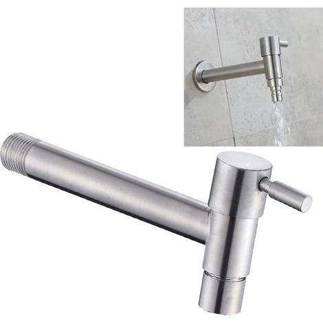 Grifo de acero inoxidable para lavadora con junta antiexplosión y pieza de extensión angular. (1/5)