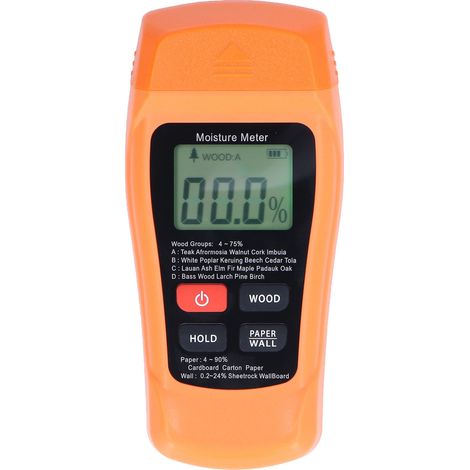 [Medidor de humedad digital] Detector de humedad MT18 con pantalla LCD retroiluminada para madera, materiales de construcción, papel y tierra. (1/5)