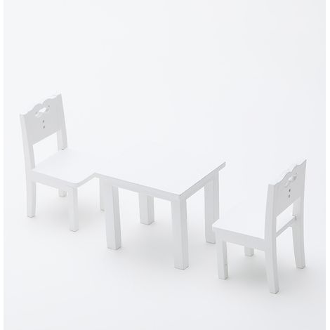Ensemble 3 pièces mobilier enfant table et chaises imitation bois, jeu d'éveil, salon miniature pour poupées, lot meubles jouets, design réaliste, taille adaptée aux petits, décoration chambre. (1/5)