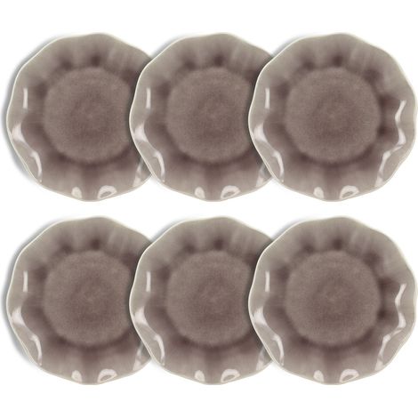 Lot de 6 assiettes à desserts 21,5cm en grès, NOVA
