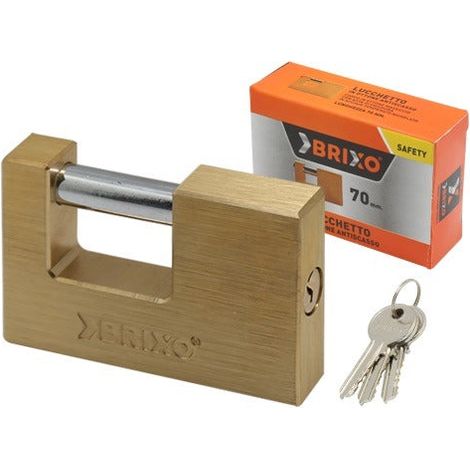 Lucchetto antiscasso in ottone e asta in acciaio BRIXO - 60 mm.