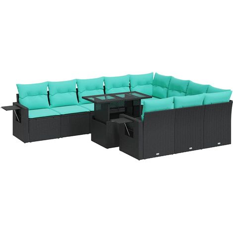 Maison Exclusive - Ensemble de canapés de jardin 11 pcs et coussins rotin acacia (1/5)