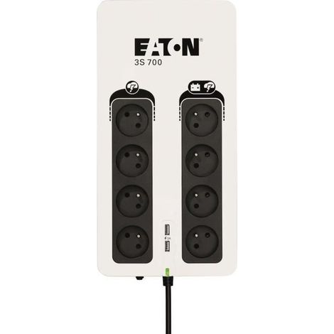 Onduleur Eaton 3S 700 FR - Off-line UPS - 3S700F - 700VA 8 prises francaises Noir/Blanc (1/9)