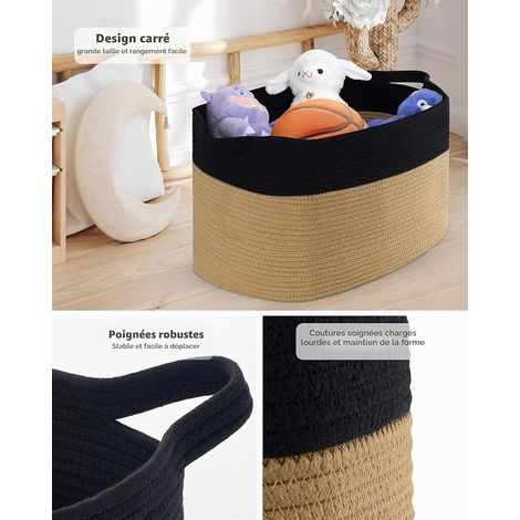 Laundry Hamper Woven Storage Basket with Handles Basket for Blankets Clothes Toys Nursery or Living Room Black and Brown (1/4)