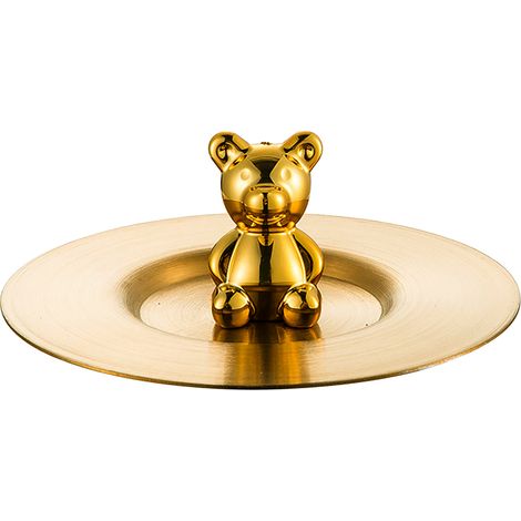 Cute Bear Cup Cover Stainless Steel Dustproof Rounded Edges Glossy Surface Artistic Cup Lid for Mug Glass Cup Gold (1/5)