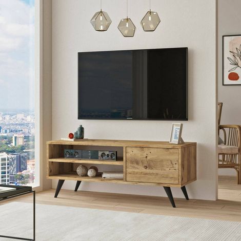 Dmora - Mobile porta TV Max, Credenza da soggiorno, Armadio basso per TV, Base parete attrezzata, 110x40h44 cm, Quercia (1/5)