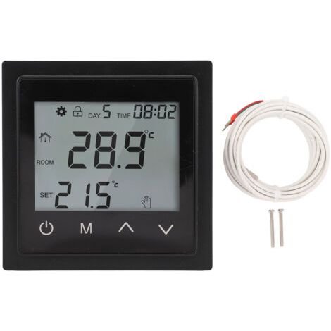 Thermostat pour système de chauffage domestique, écran tactile LED, contrôleur de température au sol, AC85V-250V, 16A, noir (1/5)