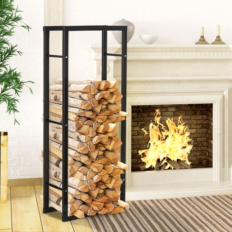 Support à Bois Vertical en Métal Noir pour Intérieur et Extérieur avec Charge Maximale de 100 kg, 60x25x150 cm (1/5)