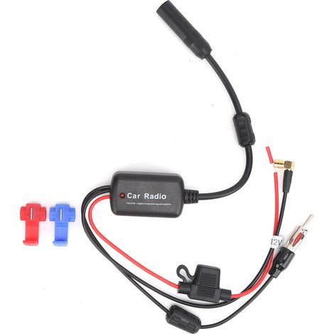 Amplificateur de signal DAB pour antenne radio FM/AM auto, ampli DC 12‑24V avec pince à 2 fils (1/5)