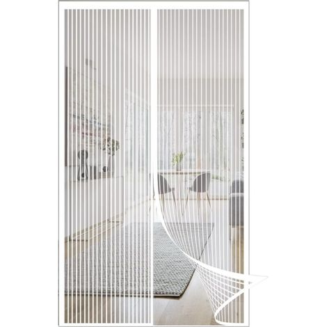 Zanzariera magnetica per porta, tenda antizanzare, chiusura magnetica per porta, chiusura automatica, 120x230 cm, bianca