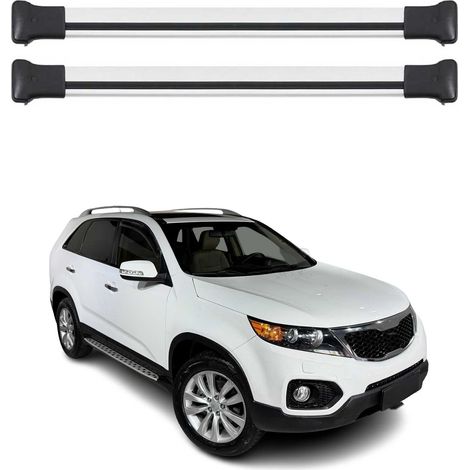 OMAC Barres de toit en aluminium pour Kia Sorento mk2 2010-2014 – TÜV / DIN 75302:2019 – Charge max 75 kg – 2 barres Argent (1/4)