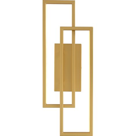 SQR Dos - Lampada da parete a LED rettangolare doppia da 50 cm, 10 W, minimalista, moderna, color oro (1/5)