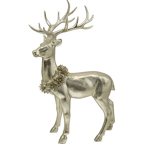 Renne Alzata in Oro Elegante Complemento d'arredo Natalizio Alta 39 cm Decorazione per le Feste di natale idea regalo per natale
