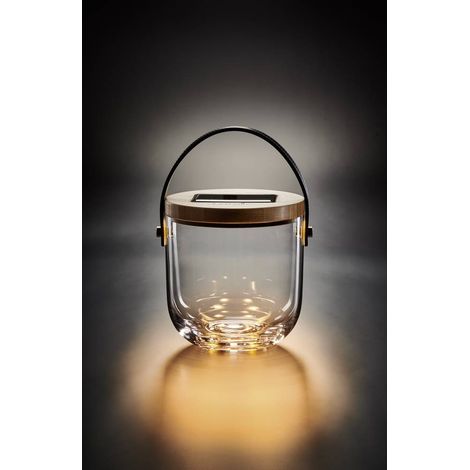 Krinner Lumix Deco Glass Basic Lampada Solare-Lanterna con Porta Usb Vetro 0,16W Trasparente 14,5x15cm (1/4)