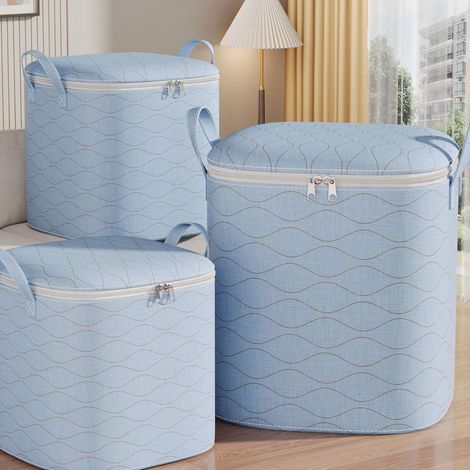 Boîte De Rangement En Tissu - 70 X 50 Cm - Avec Couvercle Et Fermeture À Glissière - Pour Vêtements Couvertures Literie - 1 Pièce (1/4)