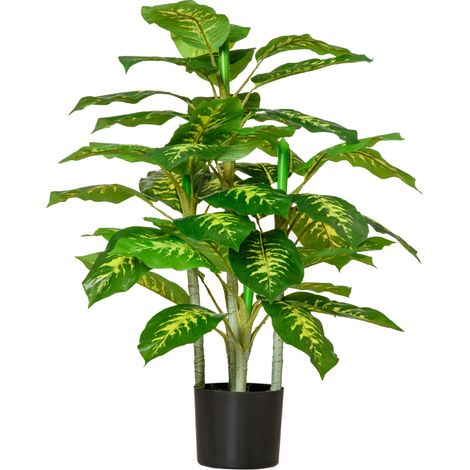 Plante artificielle plastique pot ciment vert 95 cm