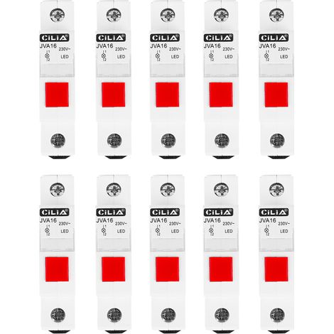 Lot de 10 Voyant Lumineux Modulaire LED Rouge CILIA 110-400V AC, 1 Module Lampe Témoin de Signalisation sur Rail DIN pour Tableau Électrique (1/5)
