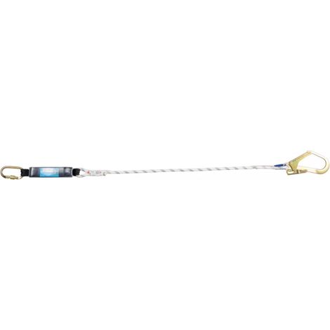 Longe antichute drisse simple max 150kg avec mousquetons et absorbeur d'énergie 1,5 m LDA12 TRACTEL Blanc 1.50 m.