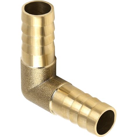 12mm Laiton Raccord cannelé Barb Coude x 1 Pièce 90 Degré avec Mâle Filetage Connecteur pour Air Compresseurs, Pneu Installation et Avion Commandes, [Doré Ton] (1/5)