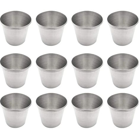12 Stück Edelstahl-Schnapsgläser Tragbare Whisky-Tequila-Gläser (1/4)