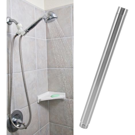Barre d'extension pour pommeau de douche d'hôtel, ronde, chromée, accessoire de salle de bain, 25 cm (10 pouces) (1/5)