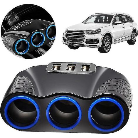 Adaptador de cargador múltiple USB de 3 vías para encendedor de cigarrillos de coche, divisor de toma de 12 V para encendedor de cigarrillos de coche (1/5)