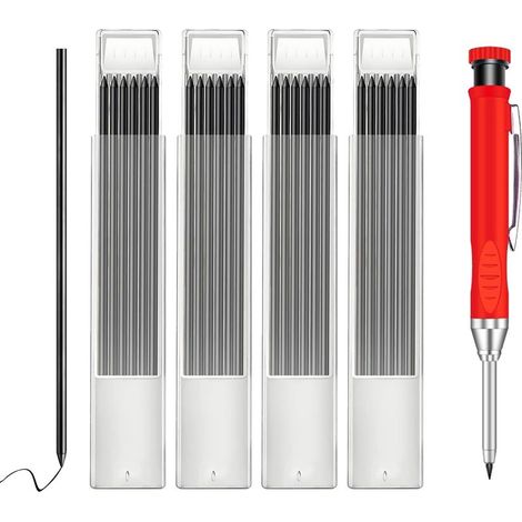 24 mines pour porte-mines de charpentier, mine de 2,8 mm, porte-mine de construction, porte-mine, crayon de charpentier, pour architectes, dessin, construction, marquage de précision (1/5)