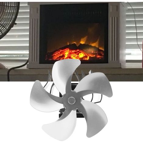 Ventilateur de cheminée, ventilateur thermique, poêle à pétrole, poêle à bois, ventilateur thermique auto-générateur, argent (1/5)