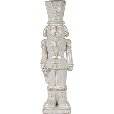 Alora Nutcracker with Stocking - Ceramic - L13 x W10 x H42 cm - White