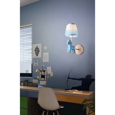 Trade Shop - Applique A Muro Cameretta A Forma Di Cavallo In Resina E27 Lampada Muro Lume E49 -      Azul (1/2)