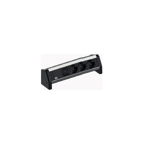 Bachmann DESK multiprise noire avec interrupteur deux pôles