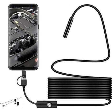 5 m, caméra d'inspection USB 3 en 1 de Type C, 6 lumières LED réglables, caméra d'inspection