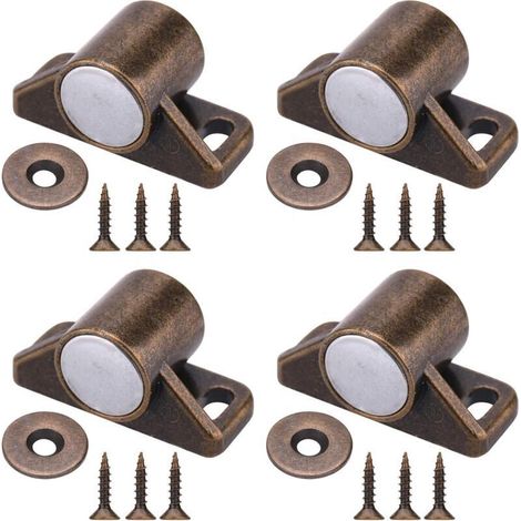4 Pièces Loquets de Porte Magnétiques Aimants de Porte d'Armoire avec Vis en Acier Inoxydable pour Ferme Armoire de Cuisine Fermeture de Porte Coulissante (Bronze) (1/5)