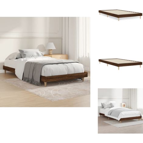 Bettgestell ohne Matratze Braun Eiche 100x200 cm Holzwerkstoff - Bettesrahmen - Doppelbett - Massivholzbette - Holzmöbel - Eichenoptik (1/5)