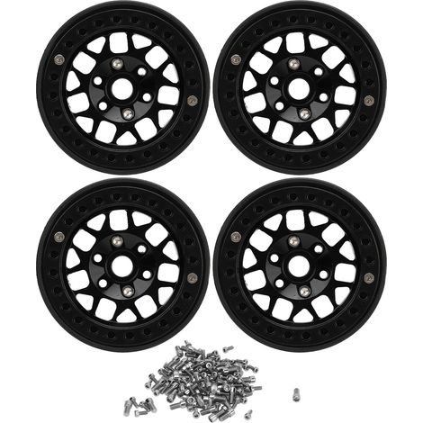 4-teiliges Universal-Felgenset aus 1,9-Zoll-Aluminiumlegierung für RC-Crawler SCX10 und SCX10 II – Schwarz (1/5)