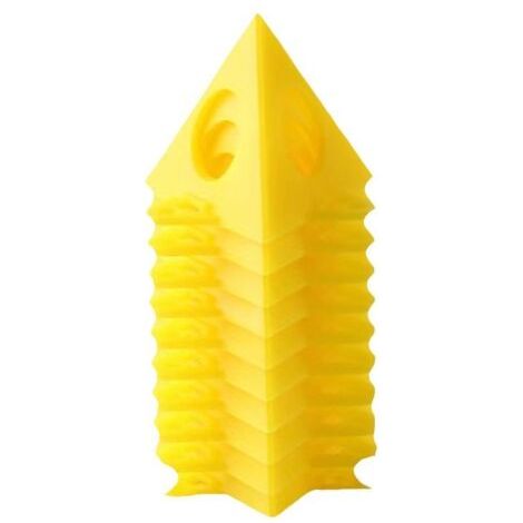 Sollbry Lot de 20 supports pyramidaux triangulaires, rehausseurs de porte d'armoire, cône jaune, rehausseurs de porte en toile, support de support, peinture, travail du bois perforé (1/5)