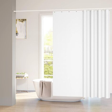 Anti-Schimmel-Duschvorhang. Badvorhang aus 100 % Polyester mit Ösen. Beschwerter Saum. 200x200cm Weiß