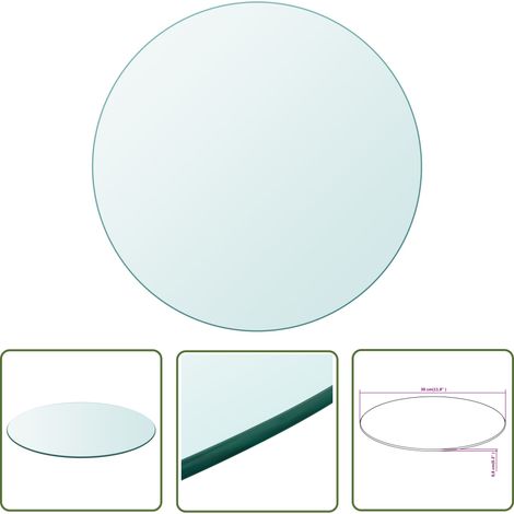 The Living Store Dessus de table ronde en verre trempé 300 mm - Plateau De Table Rond - Dessus De Table En Verre - Verre Trempé - Décoration De Table - Protection De Table (1/4)