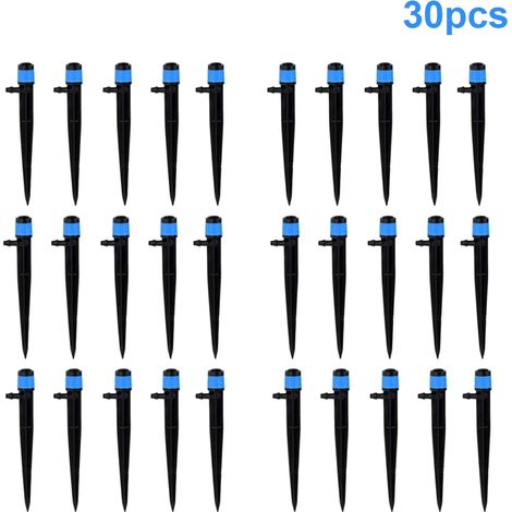 (bleu - 30 pièces) 30 goutteurs réglables à 360° pour système d'irrigation de jardin avec tuyau de 6,35 mm (1/4") (1/5)