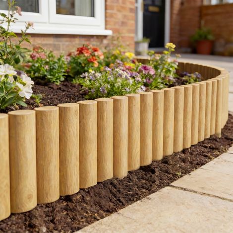 Valla de Jardín de Madera Panel Decorativo Resistente y Fácil de Instalar para Patio Césped Camino 176x38 cm Natural (1/5)