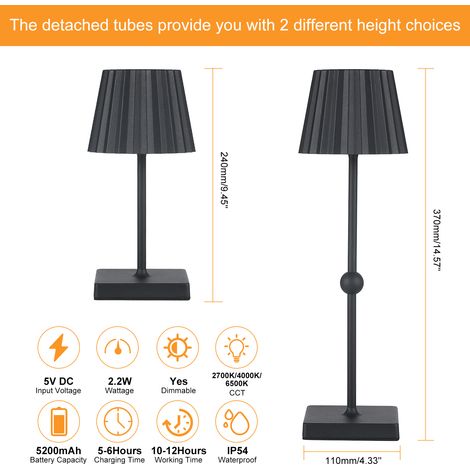Lampe de chevet rechargeable Neoglint pour la chambre à coucher, veilleuse tactile d'ambiance, idéale pour prendre soin des yeux. (1/2)